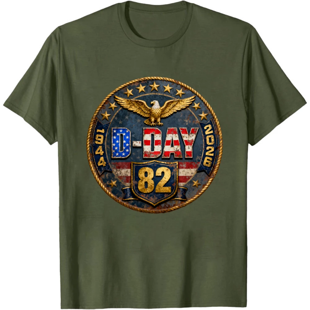 Normandy Landings D-Day 82nd Anniversary Commemorative Badge Clothes Men T Shirt Summer Short Sleeve Oversized Tees Men Clothing