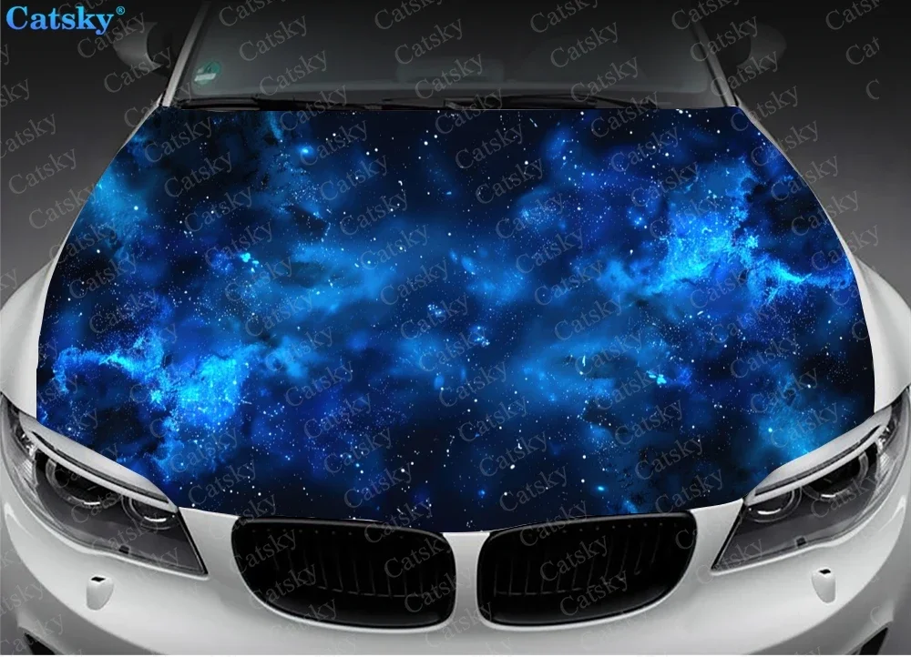 Glitter Galaxy Art Design Car Hood Decal Stickers Wrap Vinyl Film Engine Cover Decals Sticker Car Hood Protective Film