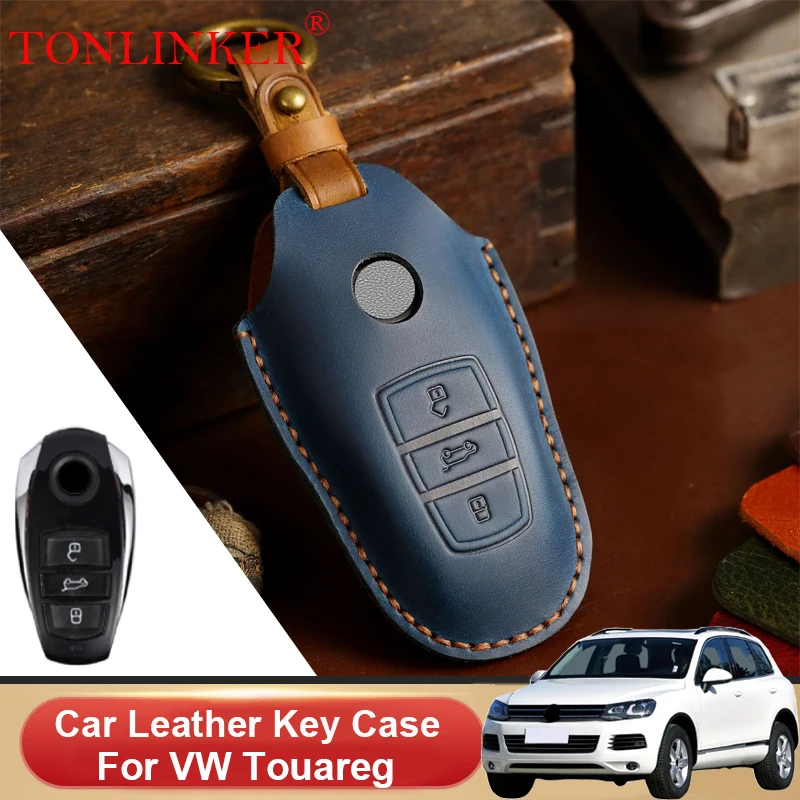 

Car Dedicated Leather Key Case For Volkswagen VW Touareg NF 2010 2011 2012 2013 Holder Shell Remote Cover Keychain Accessori