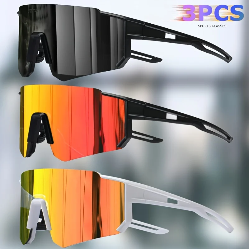 

3 шт., спортивные солнцезащитные очки для взрослых, мужские и женские очки для вождения, UV400, велосипедные солнцезащитные очки, женские модные бейсбольные очки
