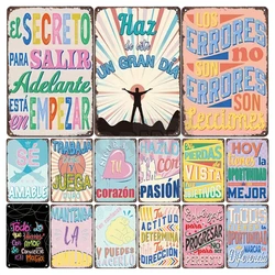 Spain Motivational Metal Sign,Spanish Letters poster For classroom family-Growth Mindset Inspirational quotes Modern Wall decor