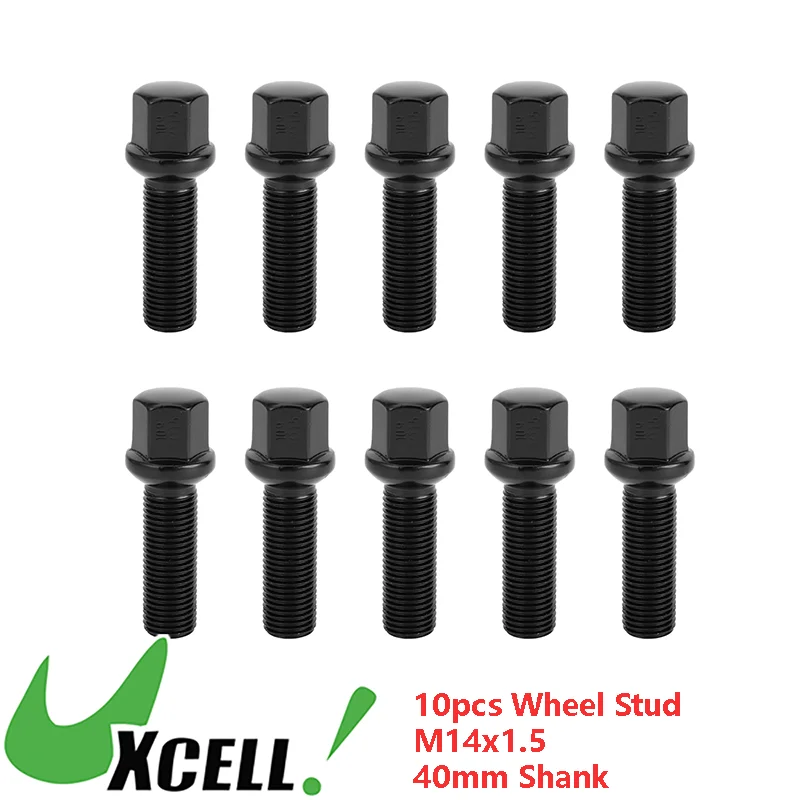 UXCELL 10 Pcs M14x1.5mm Wheel Lug Bolt Alloy Steel Ball Seat Wheel Studs 40mm Shank for Volkswagen for Audi for Porsche