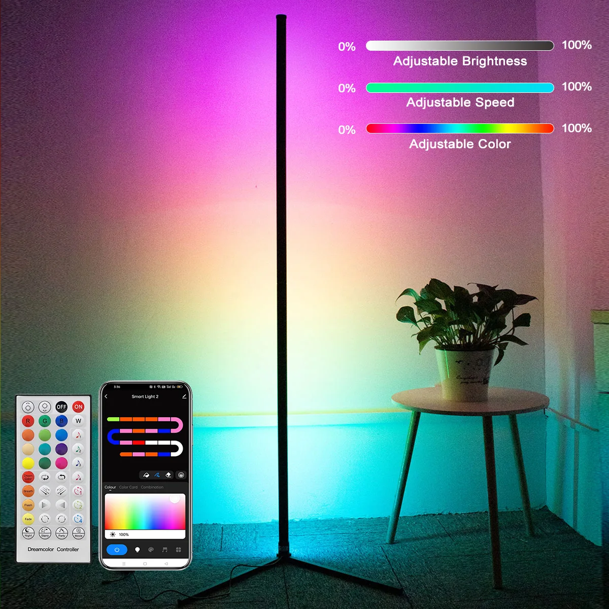 40cm/120cm Lampy podłogowe RGB zmieniające kolor Zasilane przez USB Inteligentna taśma LED RGB Światła Bar TV Podświetlenie Zdalne stojące