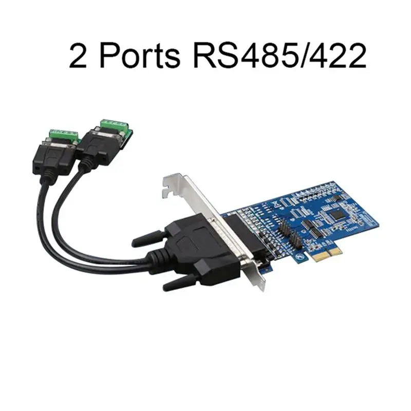N35R-2X PCI-E To RS485/422 Expansion Card Industrial-Grade Serial Card Converter With Voltage Suppression Protector,2 Ports
