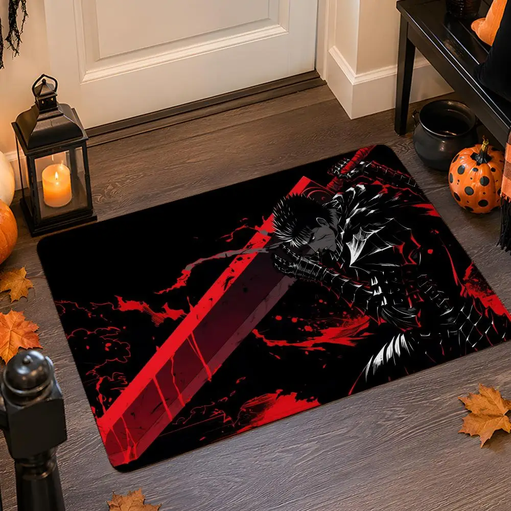 Anime B-Berserk Floor Mat Flannel Rug Non Slip Absorbent Soft Washable For Entryway Hallway Bathroom Kitchen Decor