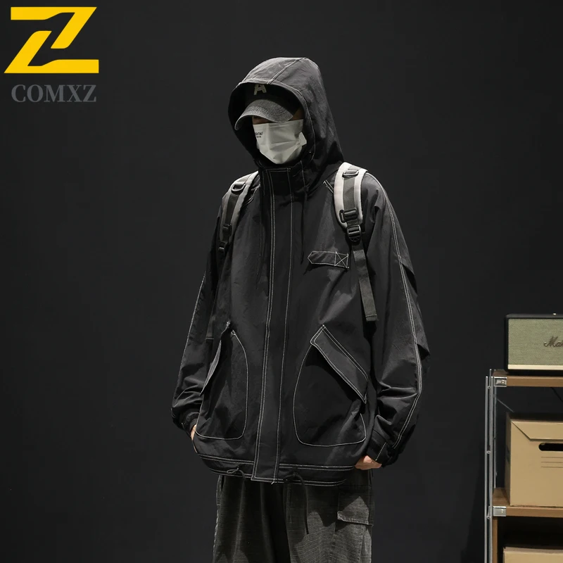 

Мужская куртка 2024, весна и осень, новая модная универсальная удобная дышащая куртка с капюшоном, уличная повседневная мужская куртка на молнии