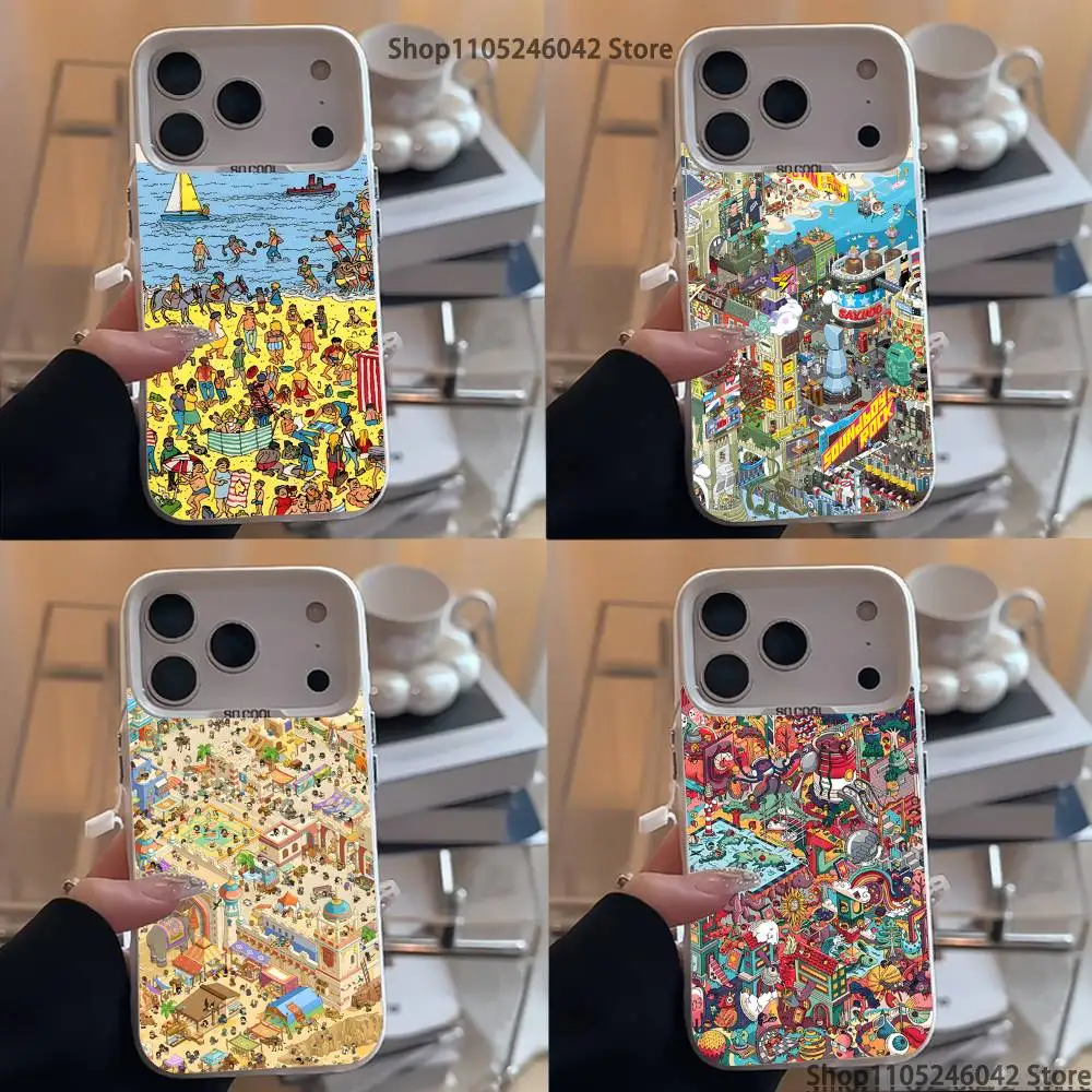 

Game Wheres W-WallyS Waldo Book Phone Case For iPhone 17,16,15,14,13,12,11,Pro,XS,Max,Plus,Mini,SE4 White Matte Shockproof Cover