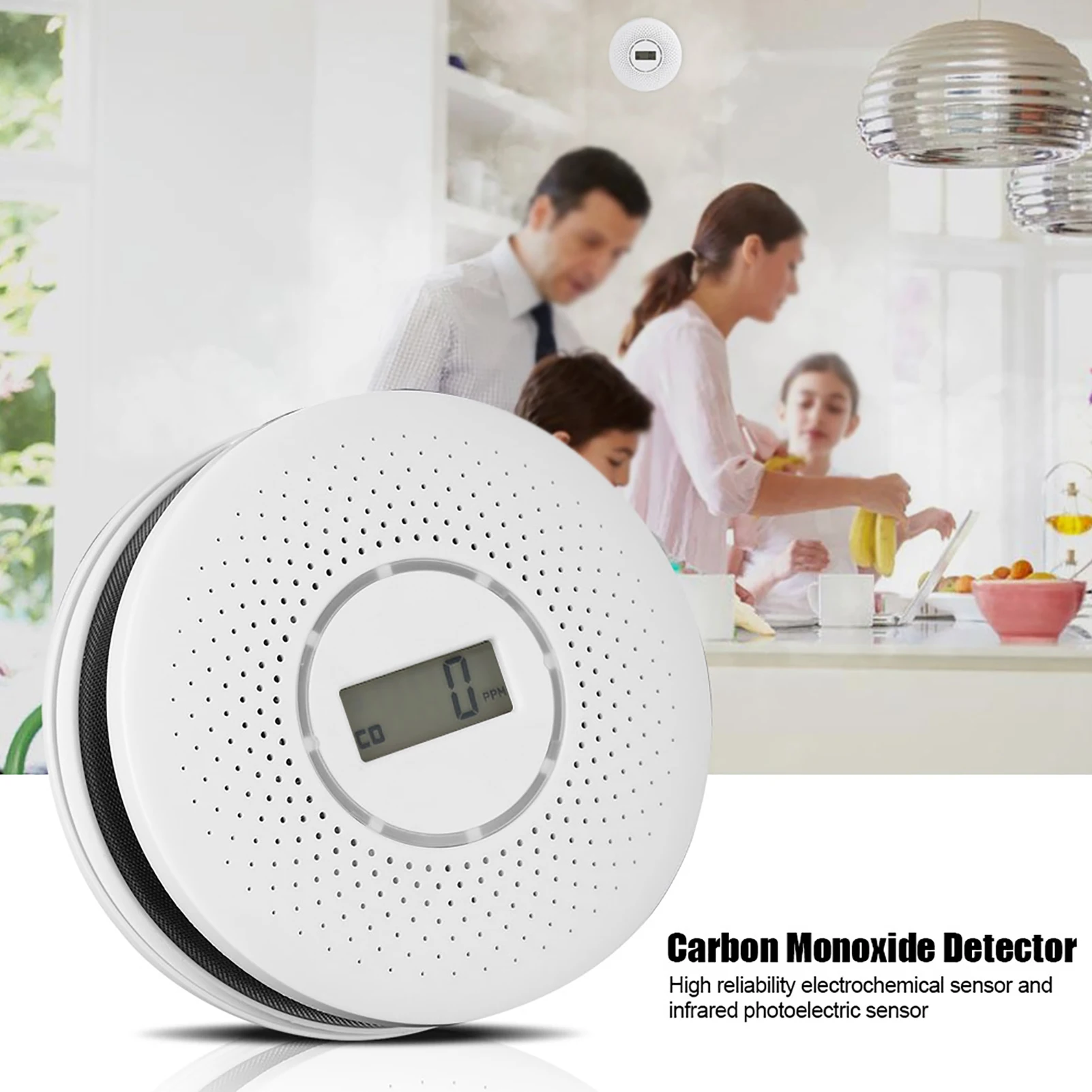 Koolmonoxide CO & Rook Combinatie Geluid Alarm Monitor Detector Sensor Koolmonoxide Detectie Alarm