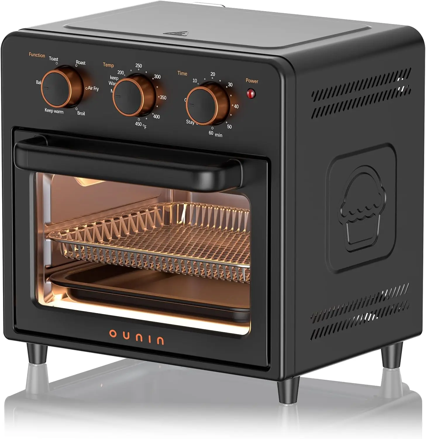 Compact 12-Quart Air Fryer Toaster Oven with Steam Infusion, 6-in-1 Stainless Steel Countertop Combo: Bakes, Broils, Grills, War