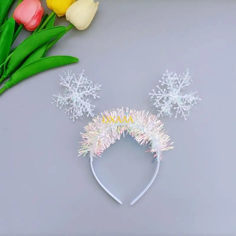 DXAA Couvre-chef flocon neige pour filles, cerceau à cheveux élégant à paillettes, accessoires dessin animé