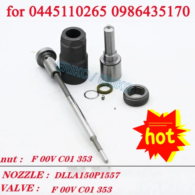 0445110265 Diesel Injector Repair Nozzle DLLA150P1557 0433171960 Valve F00VC01353 for RENAULT 0986435170 7485129200 7485129196
