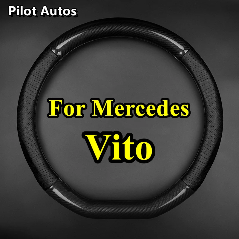 For Mercedes Benz Vito Car Steering Wheel Cover Genuine Leather Carbon Fiber Women Man Summer Winter