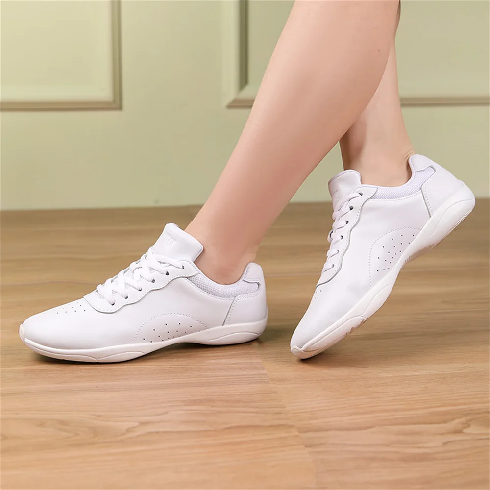 BAXINIER-Sapatos leves para meninas, sapatilhas cheer, sapatilhas de competição cheer, treinamento infantil, dança, tênis para crianças, branco