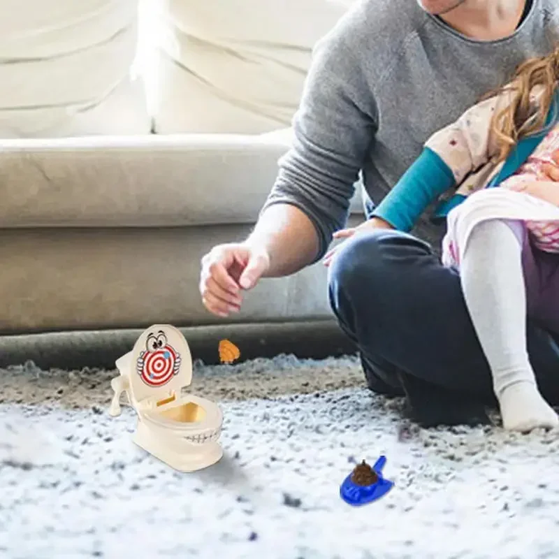 Juguete de inodoro de simulación de eyección de caca, lanzadores de destreza, juegos de mesa para niños, 3 familia interactiva