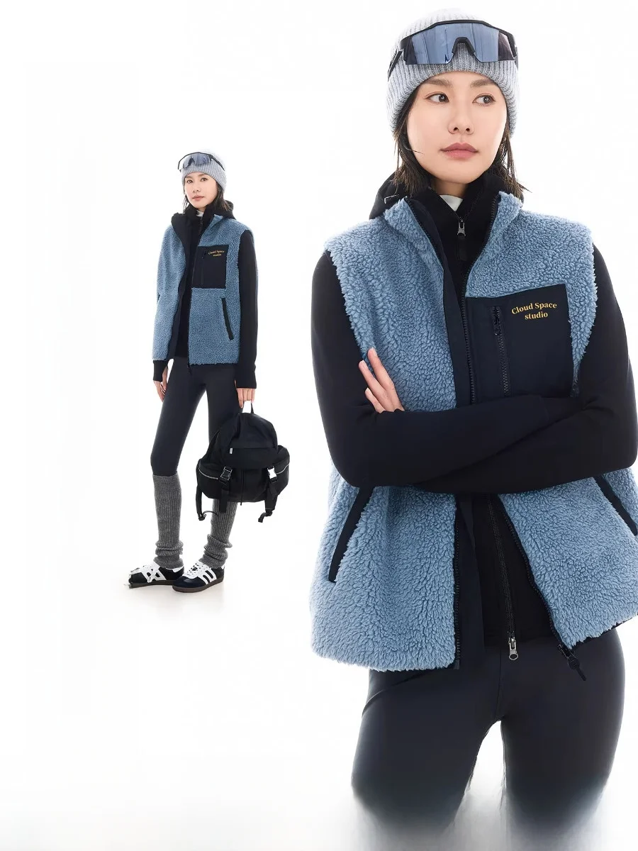 

Icelandic Fce Vest Women's Outerwear ket Stand Collar Vest Winter Warm Polyester Fiber Zipper Closure Color