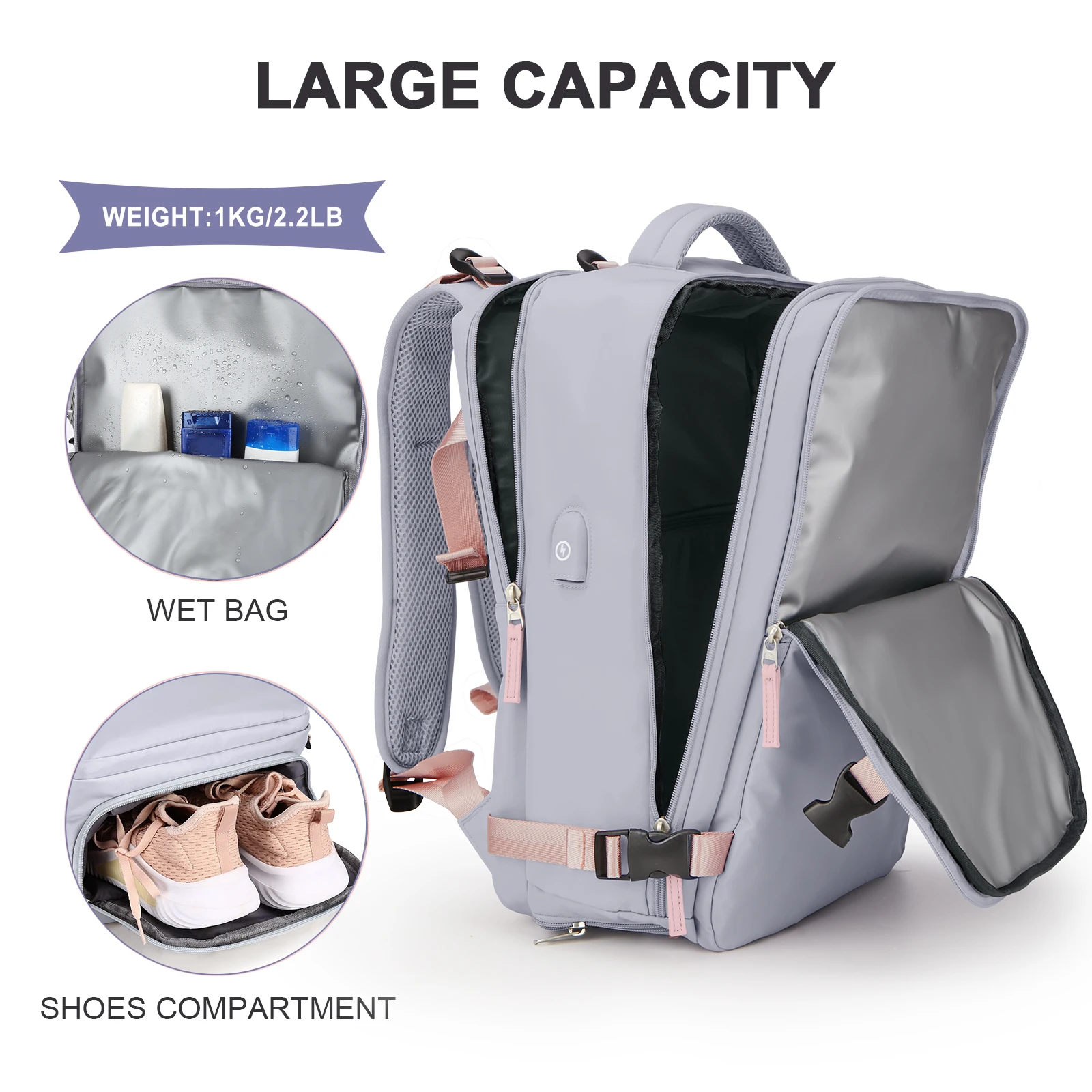Women Backpack, Ryanair Hand Luggage 40x30x20, Cabin Airplane Travel Backpack, Cabin Fly Bag，Hiking Outdoor Backpack Travel Bag
