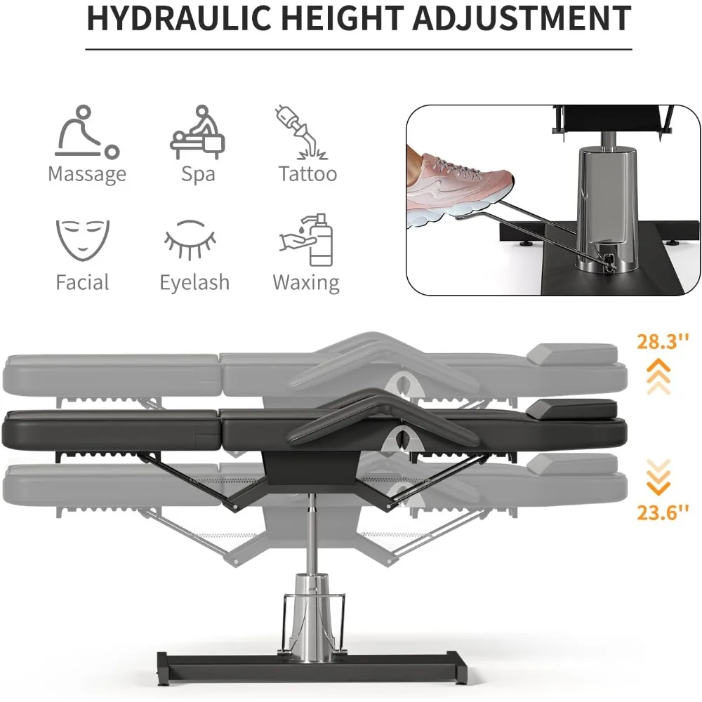 كرسي وشم هيدروليكي للسبا قابل للتعديل وأسرة معالجة الوجه لخدمات التجميل والجمالية