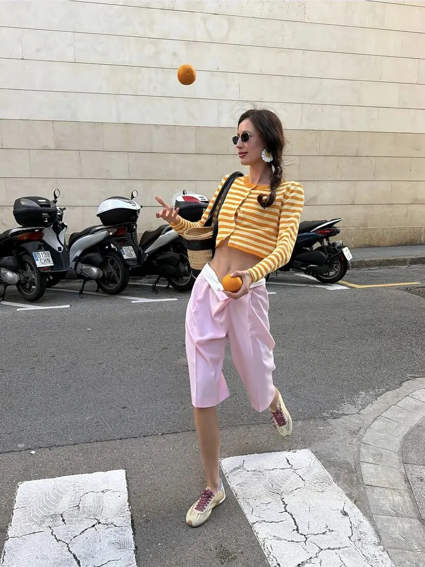 Retro Contrast Striped Cropped Knit Cardigan Women Light Thin Long Sleeve Summer Cover Up Casual Knit Vacation Outerwear Jacket