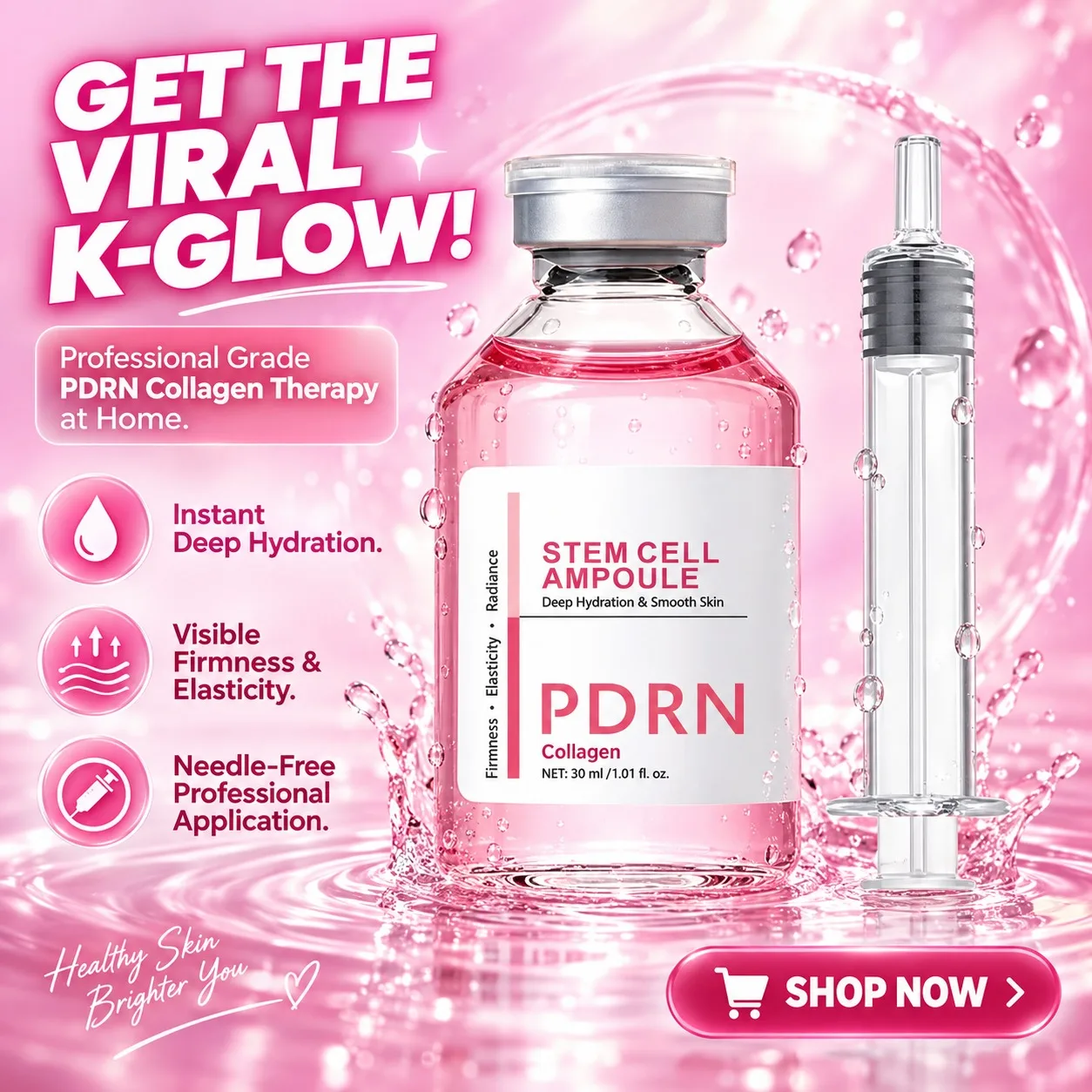 Stem Cell Serum PDRN Ampoule Collagen Moisturizing Anti-Aging Essence Reduce Fine Lines Wrinkle Tighten Brighten Face Skin 1pcs