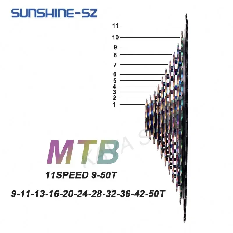 SUNSHINE MTB Bicycle Freewheel 11/12 S 9-50T XD Cassette  Rainbow for SRAM XD Integrated ultra-light Mountain Bike Flywheel