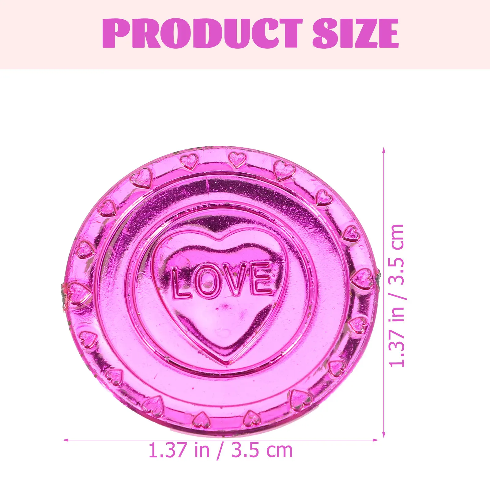 100Pcs Simulation Treasure Coins Love Pattern Plastic Decorative Coins for Valentines Day Centerpieces Gift Box Fillers