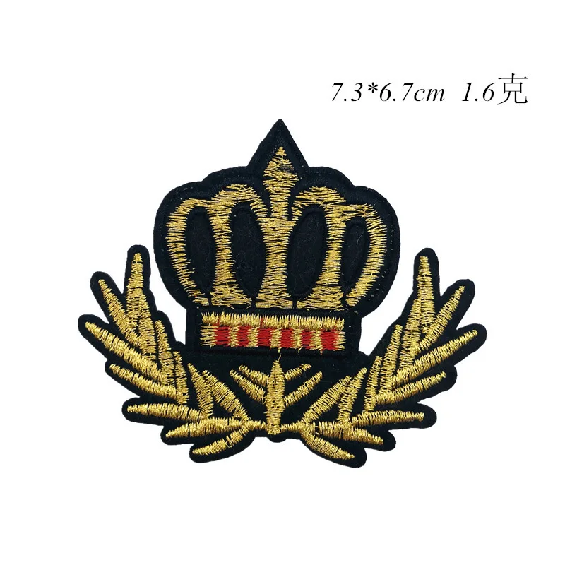 Gold Crown Military Army Badge Iron On Patches For Clothing Stickers On Clothes Appliques Embroidery Wing Stripes For Backpack