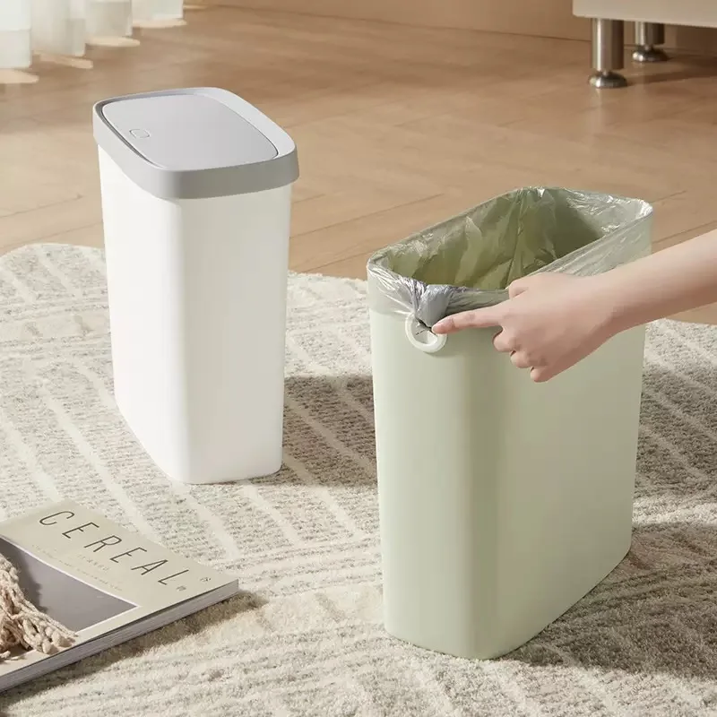 

Trash Can Rectangular for Bathroom Gaps, Plastic for Home Use in Bedrooms, Living Rooms, and Kitchens, with a Lidless Design