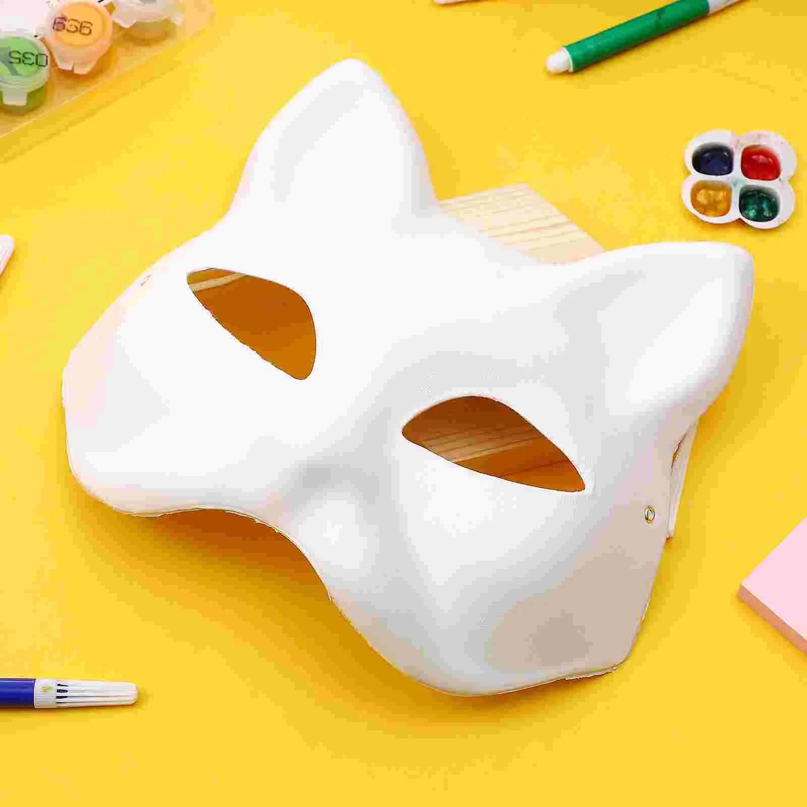 3 Pcs Blank Hand Drawn Cat Face Mask Hand Painted Masquerade Halloween Cosplay Craft Toy For Wedding Prom