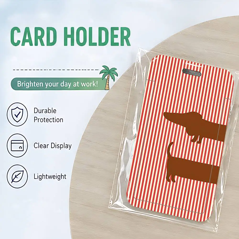 NORIS Dachshund ID Card Holder Cute Badge Holder PVC Card Cover With Clear Window For Student Office Bus Card