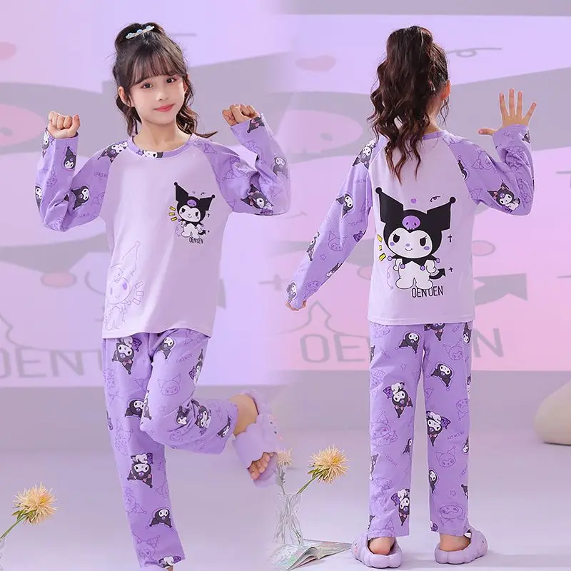 

Sanrio Kuromi Kids Pajamas Set Long Sleeve Girls Clothing 2pcs Children's Sleepwear Leisure Wear Four Seasons Clothes Homewear