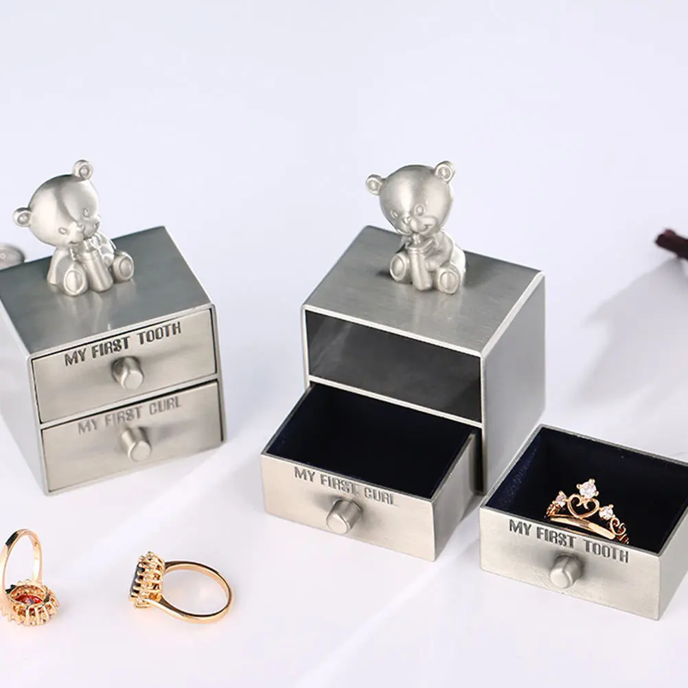 

Dental Tray Baby Tooth Box Man Toddler Zinc Alloy First Keepsake Treasure Chest