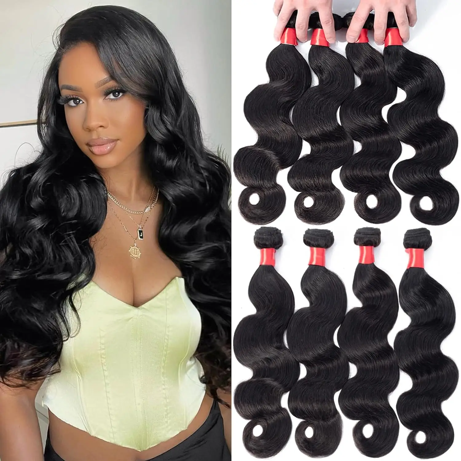 Body Wave Human Hair Bundles Remy Unprocessed Raw Virgin 16 18 20 Inch 100% Human Hair Natural Extensions 1/2/3/4 Bundles Deal