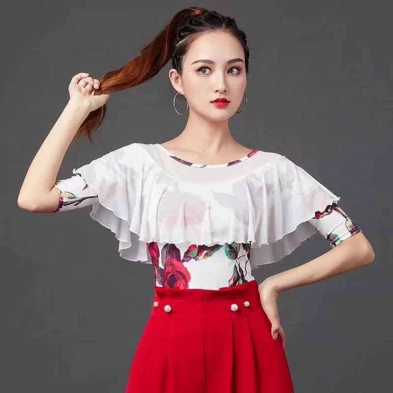 chemise-de-danse-latine-pour-femmes-vetements-de-danse-a-manches-longues-vetements-de-danse-sexy-pour-salle-de-bal-samba-tango-vetements-d'entrainement-t-shirt-imprime