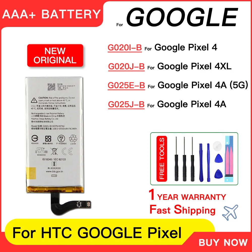 

Genuine G020I-B G020J-B G025E-B G025J-B Replacement Battery For HTC Google Pixel 4 4A 4XL 4A 5G Replace Batteries Batteria+Tools