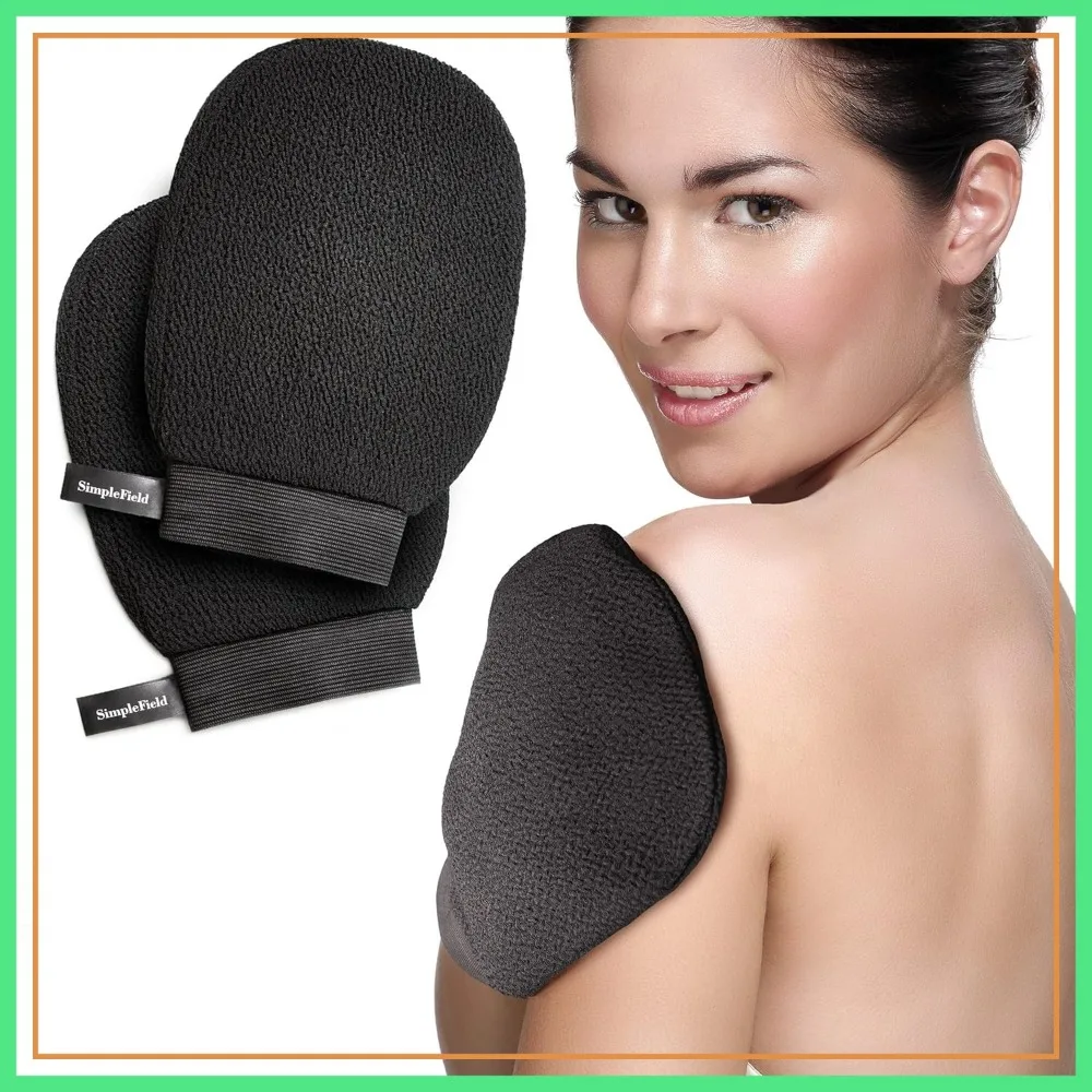 Korean Exfoliating Mitt 2 Pack - Remove Dead Skin, Kessa Gloves for Body Scrub, Keratosis Pilaris, Self Tanning Removal