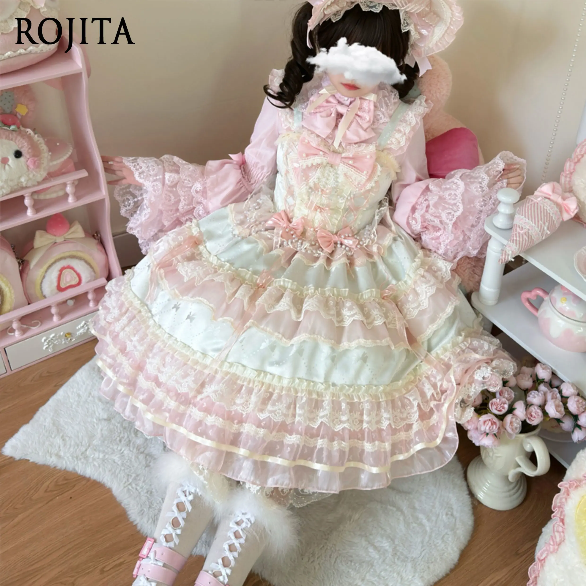 

Japanese Style Original Design Lolita Dress Women Doll Feel Wedding JSK Strap Dress Sleeveless Dress