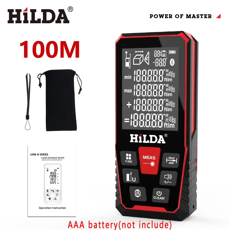 HILDA Rangefinder 50M/100M/120M Laser Distance Profesional Meter Laser Range Finder Ruler Test Tool