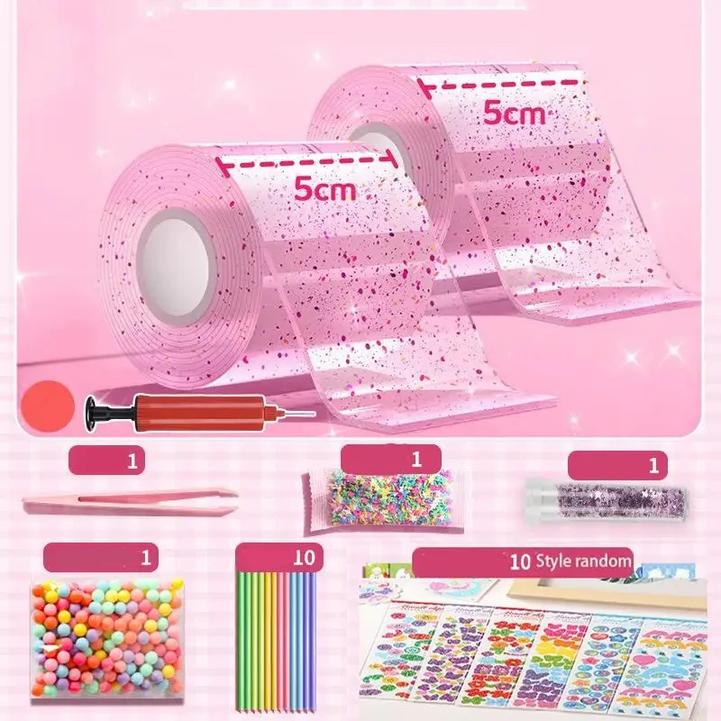 PET Glue Knead Music Double Sided Tape Blow Bubbles Full Set Of Tape Bubble Blowing Decompression Toy Stickers