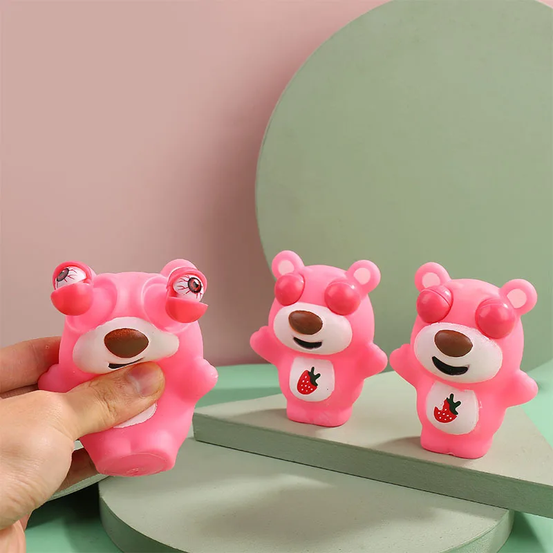 Jouet Anti-Stress, yeux accroupis, ours fraise, colle douce, jouets à presser, Fidget, farces Squishy pour enfants et adultes, cadeau J192