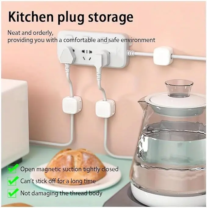 3 Pack Magnetic Cable Clips [Cable Smooth Adjustable] Cord Holder, Under Desk Cable Management, Adhesive Wire Holder Keeper Organizer for Home Office Desk Phone Car Wall Desktop Nightstand, White