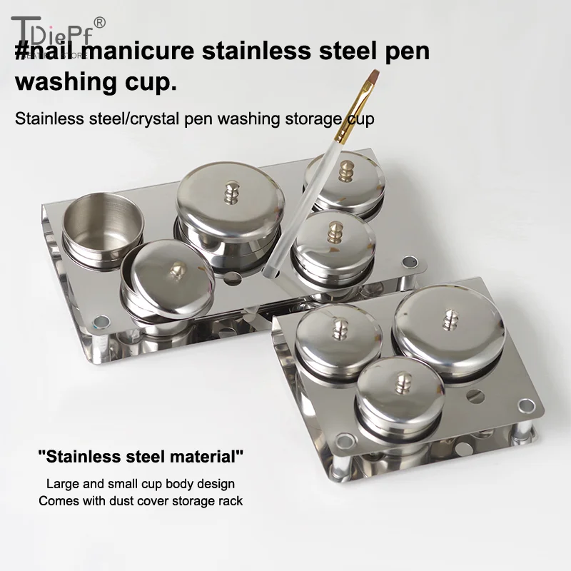 3/5 pz In Acciaio Dappen Piatto Tazze Set Salone di Manicure Polvere Acrilica Contenitore di Liquido Organizzatore Vassoio Dappen Piatto Unghie Artistiche Strumenti
