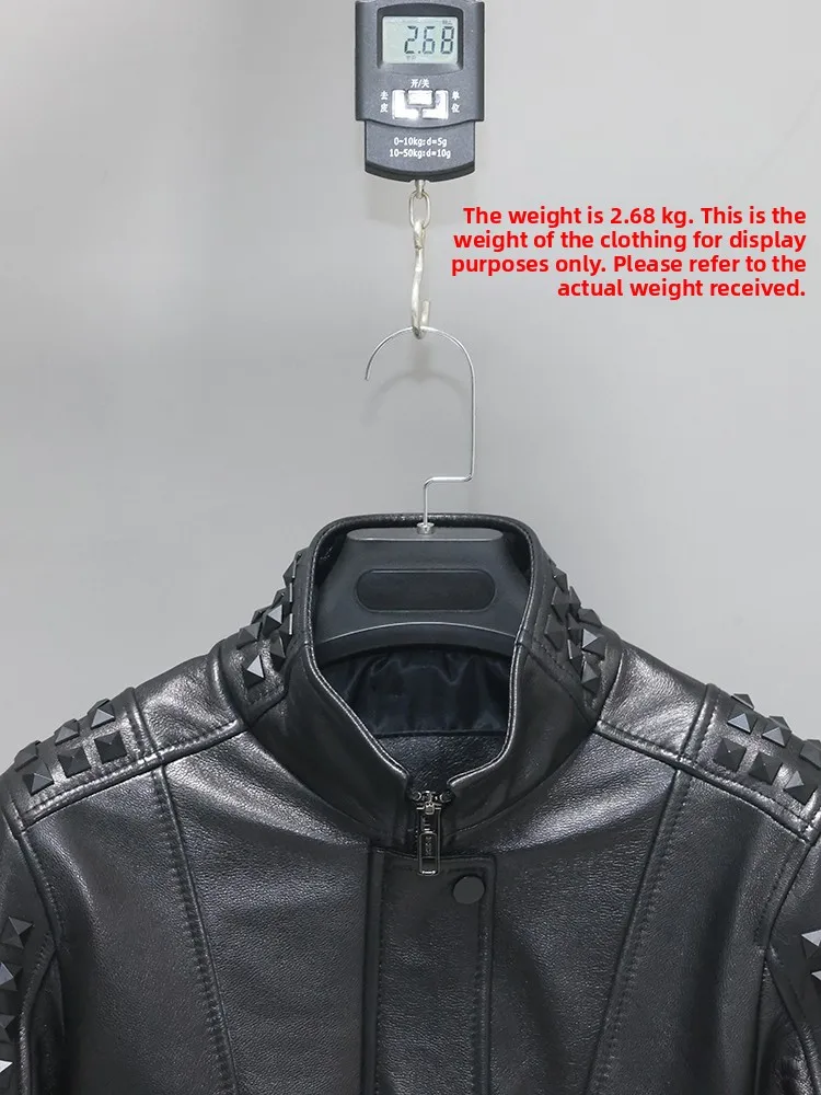 カジュアルパンクスタイルレザージャケット レディース スリムフィット スタンドカラー リベット装飾 ユース バイクジャケット ソフトゴートスキン