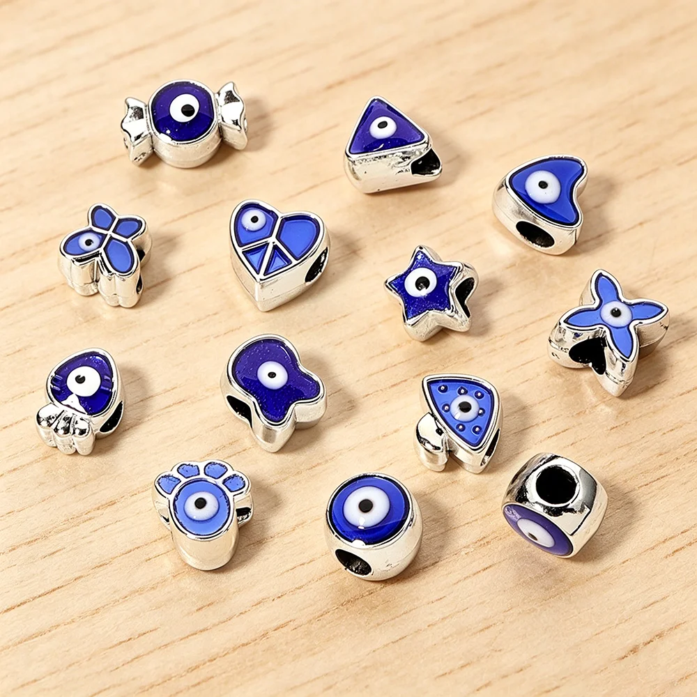 New 10Pcs/Pack Devil Eyes Big Hole Accessories For Jewelry Making Pentagram Heart Beads DIY Bracelet Necklace Handmade Trinkets