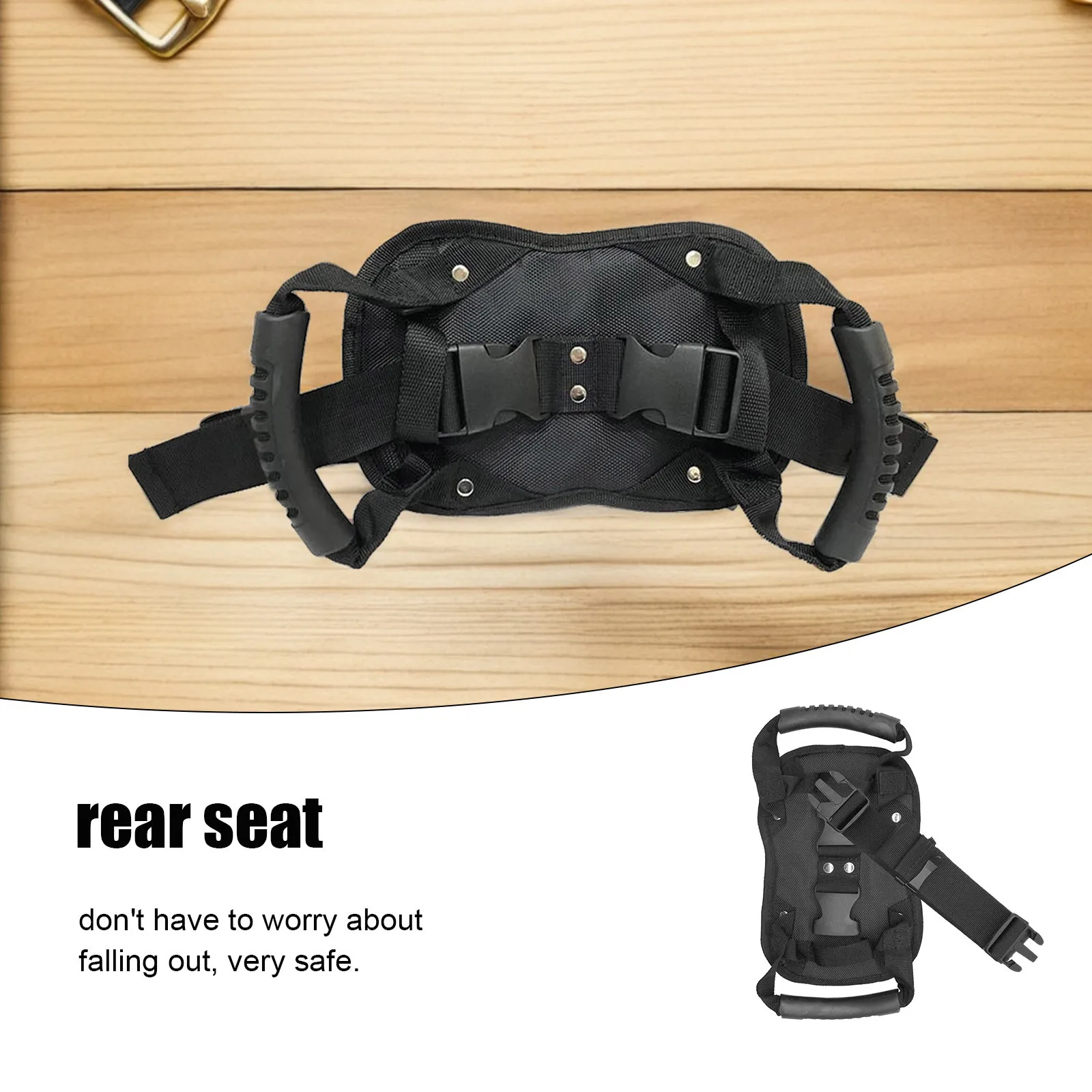 Sabuk Pengaman Penumpang Kursi Belakang Sepeda Motor dengan Jaring 3D yang Bernapas dan Dukungan Papan PP yang Dapat Disesuaikan untuk Berkendara Motor