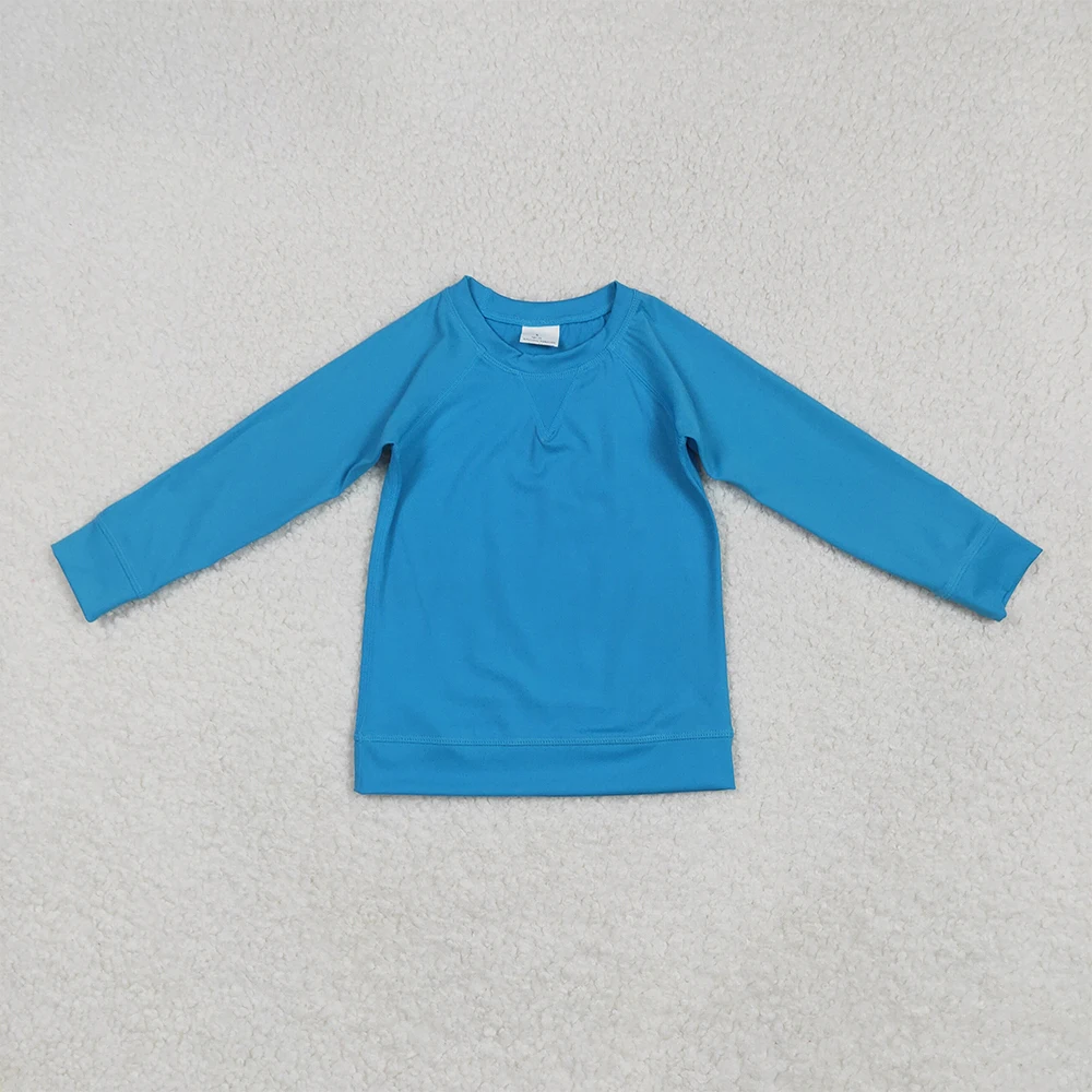 

Baby Girls Long Sleeve Blue Yoga Shirt Active Wear Top for Kids Hot Color Girls' Clothing