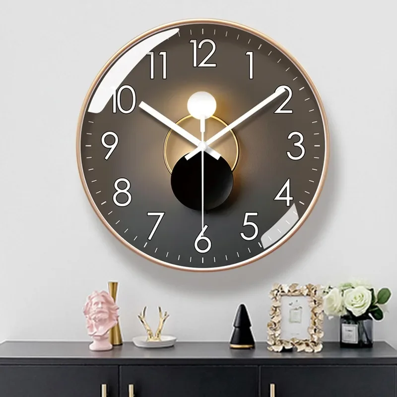 8/12inch Wall Clock Living Room American Light Luxury Silent Clock Watch Modern Silent Scanning Second Quartz Clock Home Decor