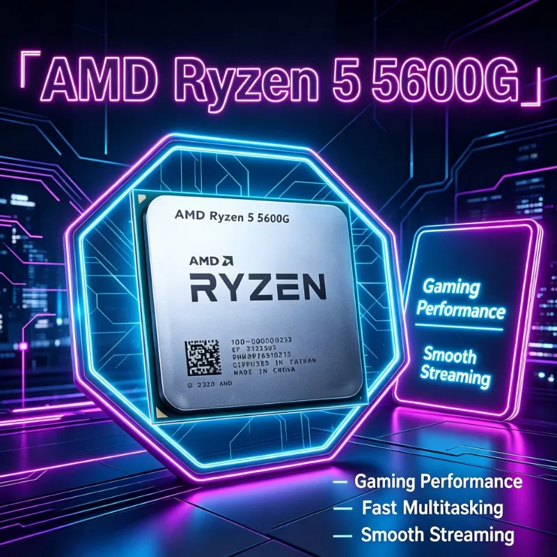 R5 5600G AMD Ryzen 5 5600G 6‑Core 12‑Thread APU CPU 3.9GHz 65W L3=16M Socket AM4 For Office Home Desktop Build