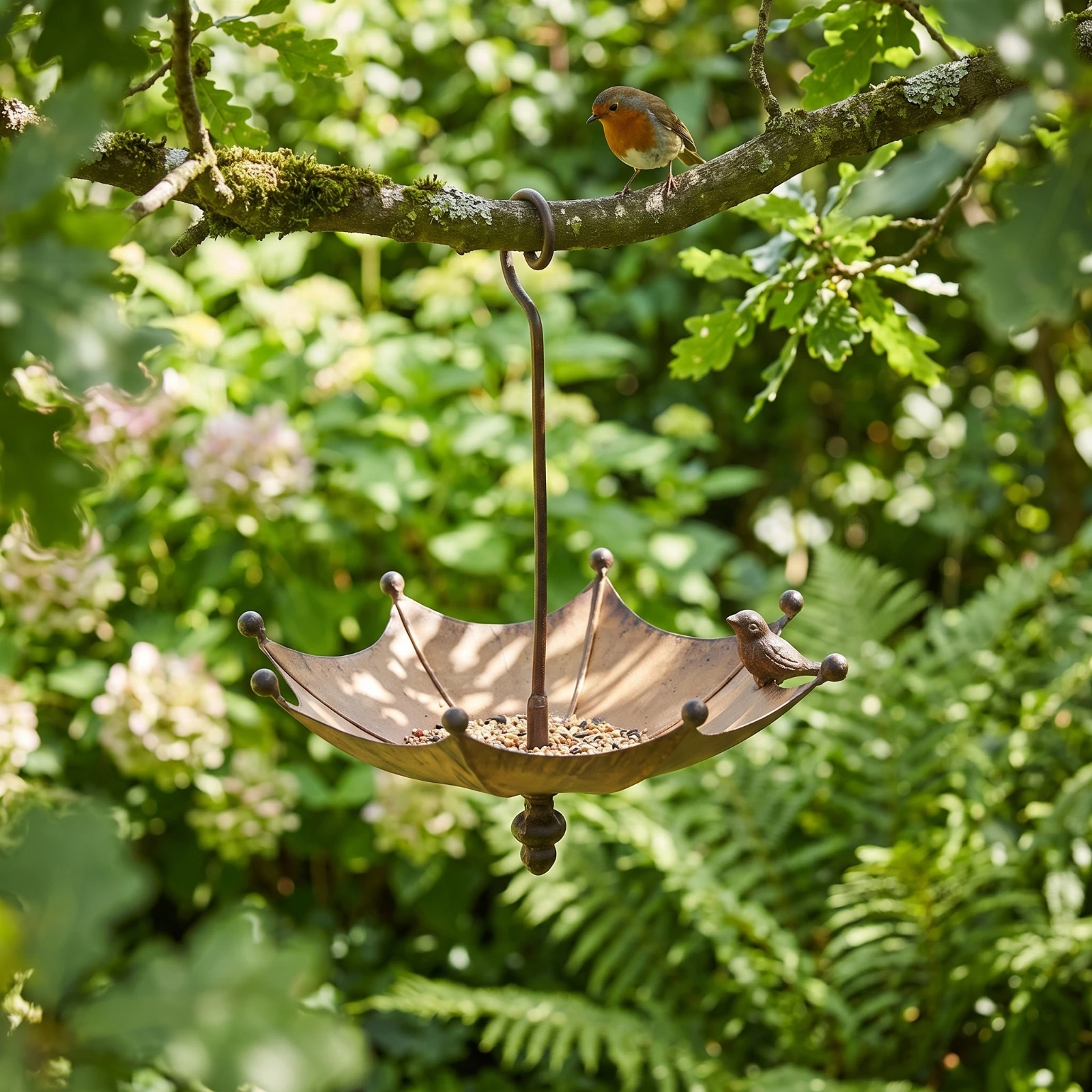 Hanging Bird Feeder Long-Lasting Bird Feeder with Tray Sturdy Rust-Proof for Gardeners, Garden, Backyard
