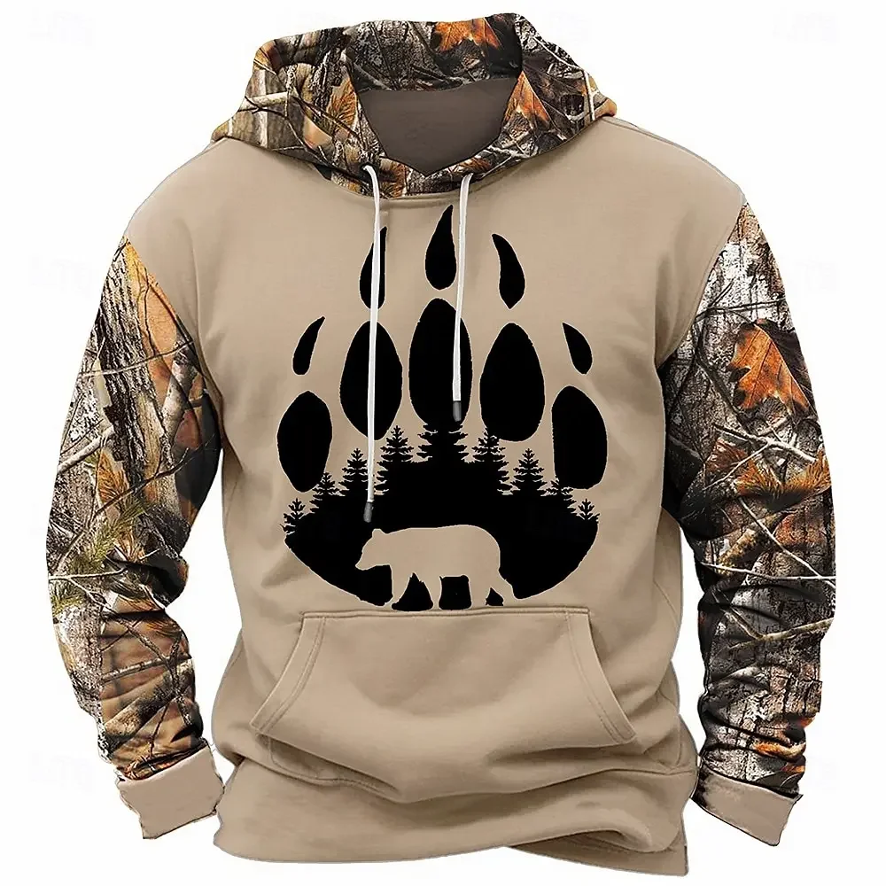 Funny Camouflage Hunting Men's Hoodie Fashion Autumn and Winter New Sweatshirts  3D Print Sports Clothing Oversized Hoodie