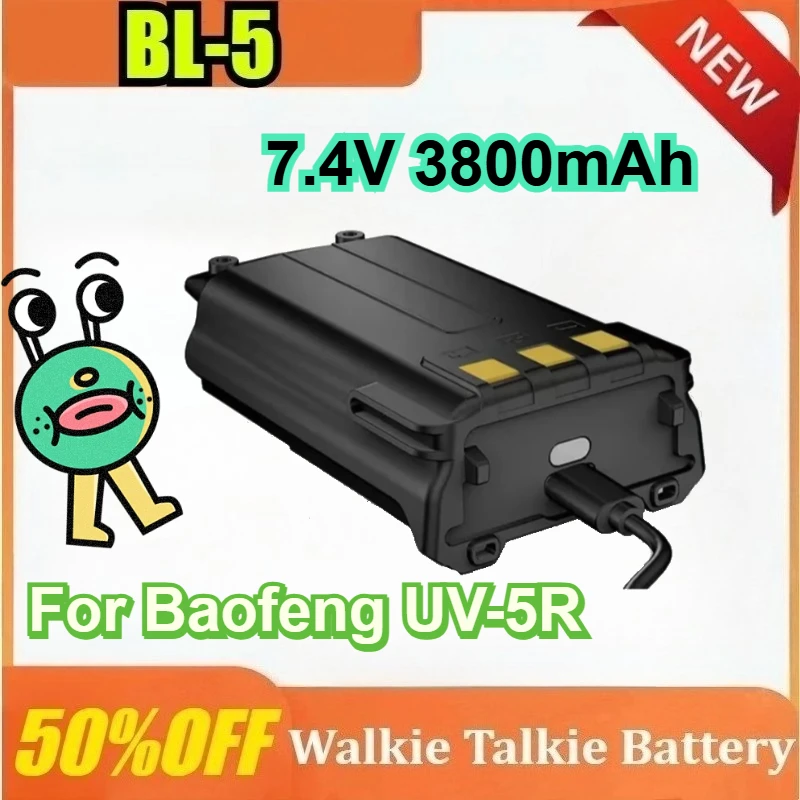 

For Baofeng UV-5R Walkie Talkie Battery long/short style 3800mAh Li-ion Battery Type-C Charger BL-5 For UV-5RE Two Way Radio